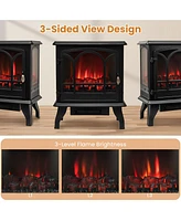 Sugift 1400W Electric Stove Heater with 3-Level Flame Effect and 3-Sided View