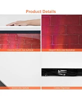 Sugift 27 Inch Freestanding Electric Fireplace with 3-Level Vivid Flame Thermostat