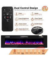 Sugift 60 Inches Ultra-thin Electric Fireplace with Remote Control and Timer Function