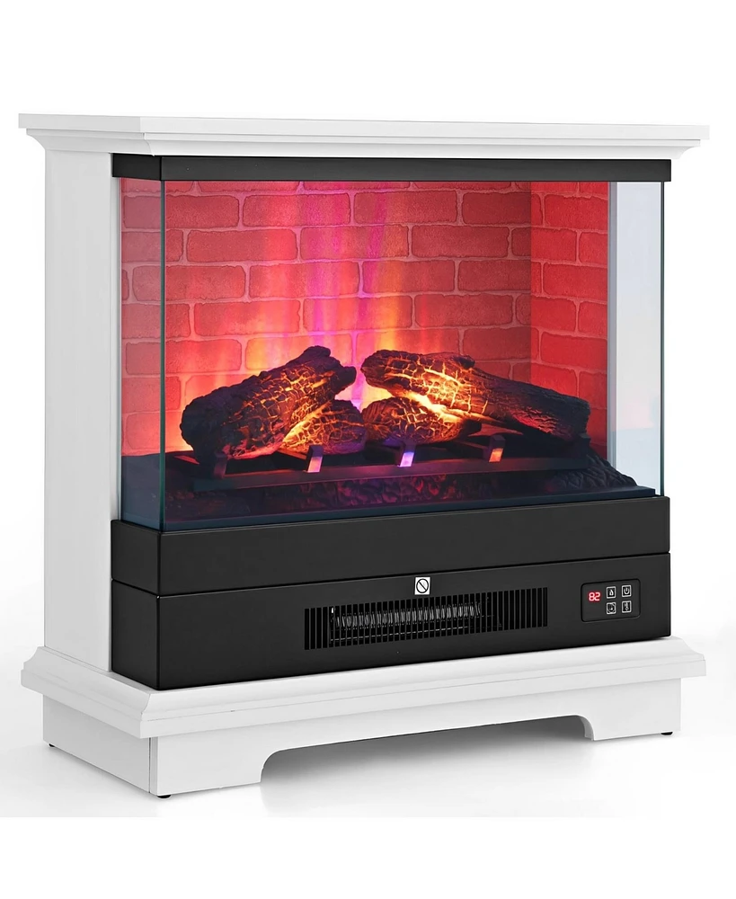 Sugift 27 Inch Freestanding Electric Fireplace with 3-Level Vivid Flame Thermostat