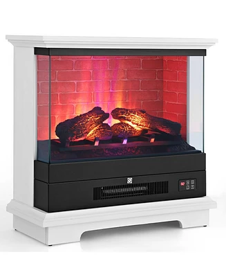 Sugift 27 Inch Freestanding Electric Fireplace with 3-Level Vivid Flame Thermostat