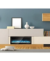 Skonyon 50 Inch Recessed Electric Insert Wall Mounted Fireplace with Adjustable Brightness