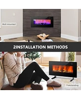 Skonyon 36 Inch Electric Wall Mounted Freestanding Fireplace with Remote Control-Black