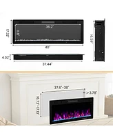 Skonyon Electric Fireplace 40 Inches Recessed and Wall Mounted for 2' x 6' Stud-40 Inches