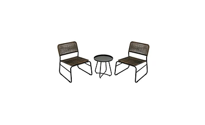 Slickblue 3-Piece Patio Furniture Set Pe Rattan with Steel Frame and Modern Round Table