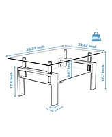 Slickblue Modern Rectangle Glass Coffee Table – Clear Center Table for Stylish Living Room Furniture