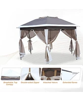 Slickblue 12FT Outdoor Metal Patio Gazebo Pop-Up Canopy with Mesh Netting for Parties and Activities