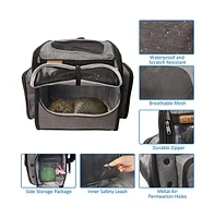 Slickblue Portable Pet Carrier by Cupets – Backpack Style with Telescopic Handle, Removable Base, Airline Approved