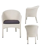 Slickblue Garden Rattan Dining Chairs – Outdoor Furniture with Seat Cushions for Added Comfort