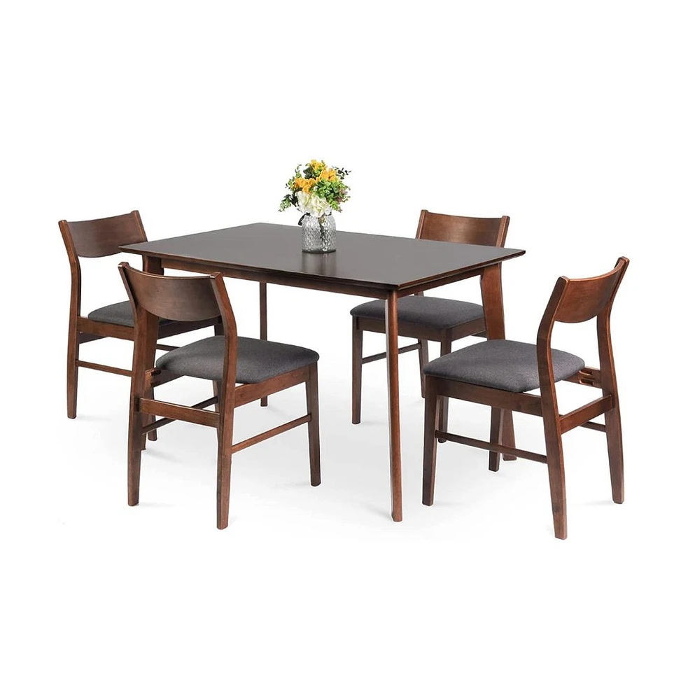 Slickblue Mid Century Modern 5-Piece Dining Room Set – Wood Table and Cushioned Chairs