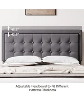 gaomon Queen Bed Frame with Adjustable Linen Button Tufted Headboard