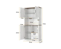 gaomon Modern Kitchen Pantry Cabinet with Microwave Stand, Tall Hutch Bar Cabinet with Drawers & Adjustable Shelves