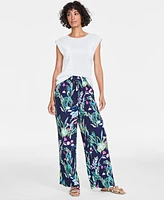 On 34th Women's Printed Drawstring Wide-Leg Pants, Created for Macy's