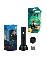 Pursonic Men's Mario Lopez Wireless Body Hair Trimmer & Shaver and Mario Lopez Disposable Razors - 3 Blade Shaving Surface Technology