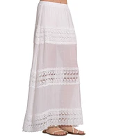 Elan Women's Crochet-Lace Tiered Maxi Skirt