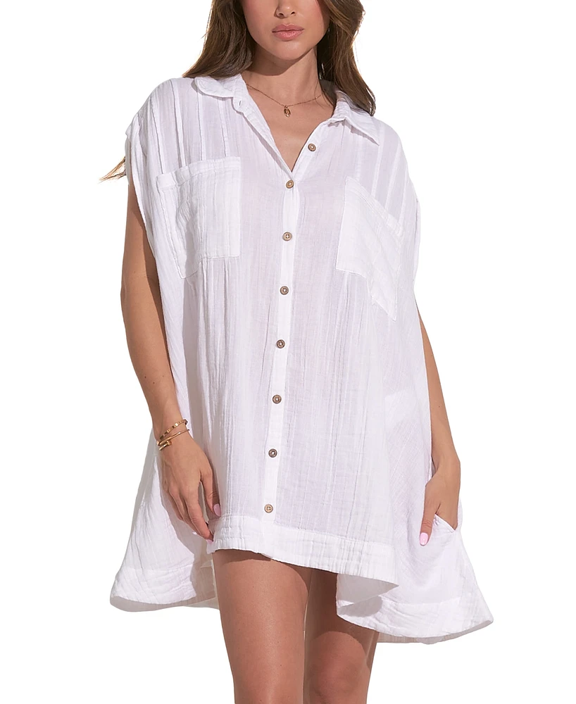 Elan Women's Cotton Collared Button-Down Dress