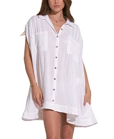 Elan Women's Cotton Collared Button-Down Dress