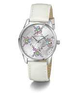 Guess Women's Analog White Genuine Leather Watch, 36mm