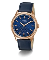 Guess Men's Analog Navy Genuine Leather Watch, 44mm