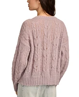 Lucky Brand Women's Cable-Knit Mohair V-Neck Sweater