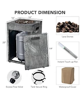 Sugift 16 Feet Square Outdoor Propane Fire Pit with Lava Rocks Waterproof Cover 30000 Btu