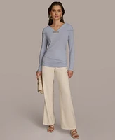 Donna Karan New York Women's V-Neck Long-Sleeve Top