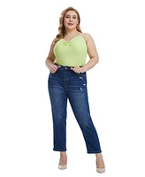 Bayeas Plus High Rise Loose Tapered Mom Jeans