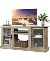 Wlive Retro Tv Stand for 65 inch Console Cabinet with Storage Open Shelves Entertainment Center Living Room and Bedroom