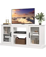 Wlive Retro Tv Stand for 65 inch Tv Tv Console Cabinet with Storage Open Shelves Entertainment Center for Living Room and Bedroom