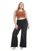 Bayeas Plus High Rise Wide Leg With Frayed Hem