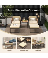 Givimo 5 Piece Outdoor Furniture Set Acacia Wood Chair Set with Ottomans and Coffee Table