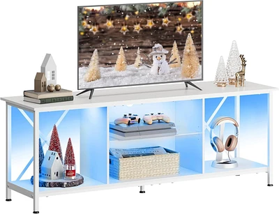 Wlive Tv Stand for 55 65 Inch Led Entainment Center with Storage Console Bedroom and Living Room Gaming Midea Lights Gl