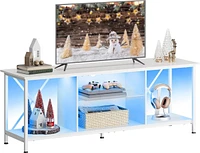 Wlive Tv Stand for 55 65 Inch Led Entainment Center with Storage Console Bedroom and Living Room Gaming Midea Lights Gl