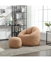 The Pop Home Adult Bean Bag Chair with Ottoman, Comfortable Couch Armrests for Living Room-The