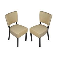 Slickblue Modern Pu Leather Dining Chairs Set of 2 – Mid Back Side Chairs with Stainless Steel Legs