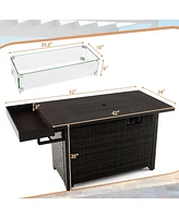Sugift 52 Inches Outdoor Wicker Gas Fire Pit Propane Fire Table with Cover