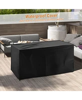 Sugift 52 Inches Outdoor Wicker Gas Fire Pit Propane Fire Table with Cover