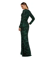 Mac Duggal Women's Embellished Long Sleeve Gown