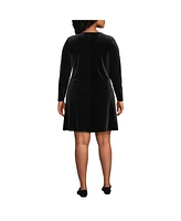 Lands' End Plus Knit Velvet Square Neck Dress