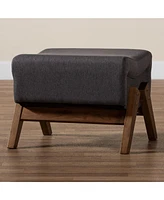 Baxton Studio Hanson Mid-Century Modern Dark Grey Fabric and Walnut Brown Finished Wood Ottoman
