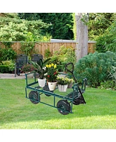 Slickblue Pneumatic Tire Garden Cart – Durable Utility Wagon with Removable Sides for Easy Loading