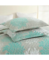 MarCielo 3 Piece Chrysanthemum Pattern Quilt Set Lightweight Bedspread Set King