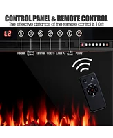 Sugift 37 Inch Electric Fireplace Recessed with Adjustable Flames