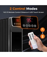 Skonyon 1500W Oil Filled Radiator Heater with Remote Control 3 Modes 24H Timer-Black