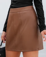 Cupshe Women's Faux Leather A-Line Mini Skirt