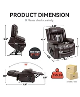 Boyel Living Electric Medium Genuine Leather Power Lift Recliner Chair with 8-Point Vibration Massage and Lumbar Heating