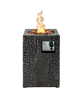 Skonyon 16 Feet Square Outdoor Propane Fire Pit with Lava Rocks Waterproof Cover 30000 Btu-Black