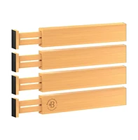 Bambusi 4 Pack Drawer Dividers Bamboo 2.6" High, 16-22" Adjustable Drawer Organizers