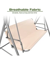 Slickblue 3-Seat Outdoor Patio Swing Chair Adjustable Canopy & Anti-Slip Padded Feets