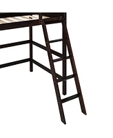 Slickblue Solid Wood Twin Loft Bed with Ladder - Space-Saving Elevated Frame for Kids' or Teens' Bedroom